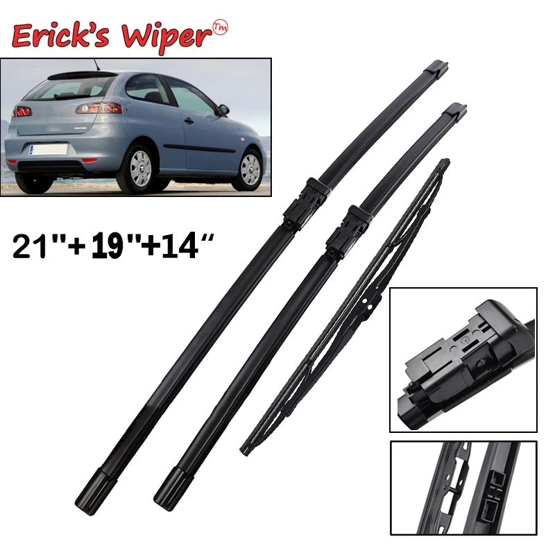 Erick's Wiper Front & Rear Wiper Blades Set For Seat Ibiza 6L 2006 - 2008 Windshield Windscreen Window Brushes 21