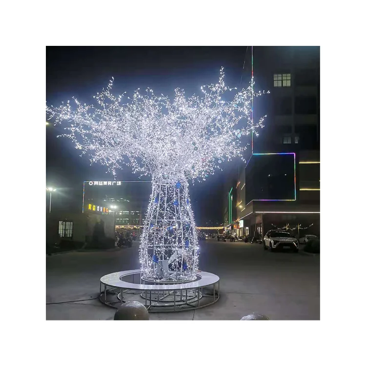 بارك الديكور حار بيع أضواء شجرة الكريستال الزخرفية في الهواء الطلق الأبيض للماء المناظر الطبيعية الإضاءة أضواء شجرة عيد الميلاد