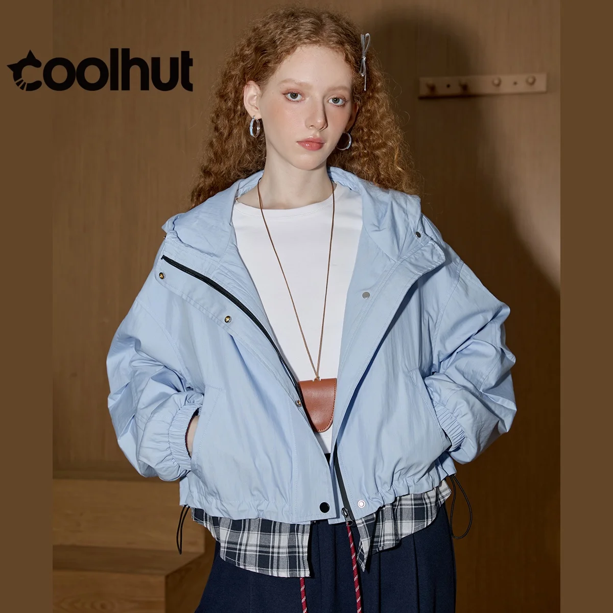 COOLHUT Women's 2025 New Color Block Hooded Windbreaker Sporty Long Sleeve Designer Coat Casual Fall Jacket Fashion Outerwear