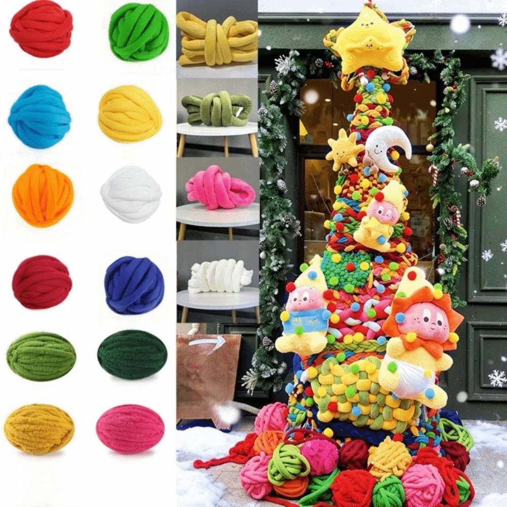 

Soft Fluffy Texture Handmade Knitted Christmas Tree Decor Rich Color Options Chunky Iceland Yarn Ornament