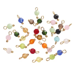 5pcs 4mm Round Faceted Ball Beads Charms For Jewelry Making Colorful Glass Pendant DIY Earring Necklace Bracelet Crafts Findings