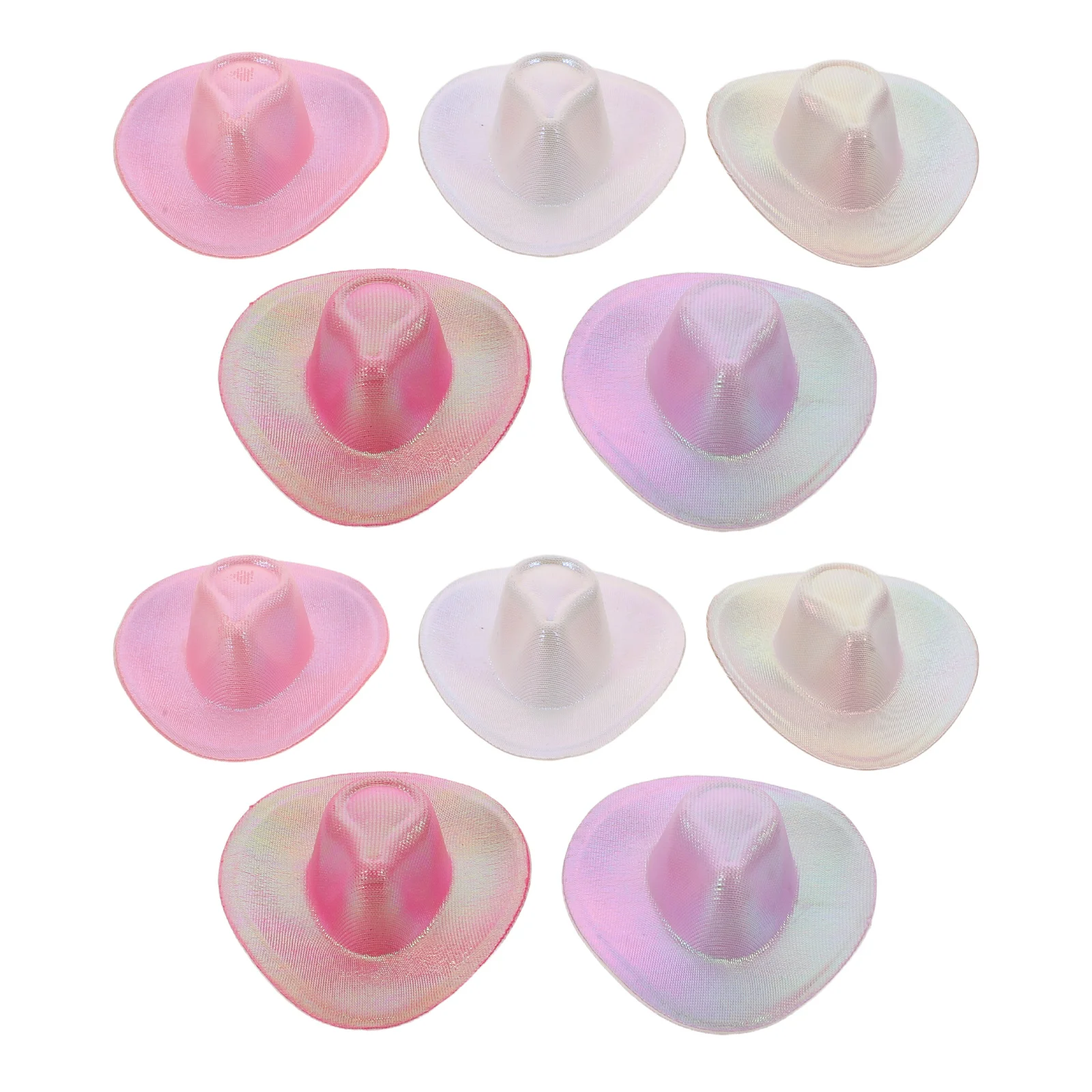 10pcs Mini Cowboy Hats For Crafts Holographic Tiny Accessories Western Party Decor Mini Cowgirl Hat Ornament Rodeo Party