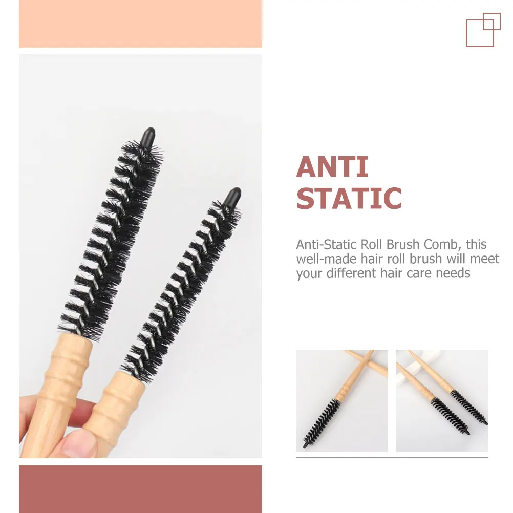 

2pcs Anti-Static Big Round Hair Brush For Blow Drying Styling Detangling Roll Brush Wooden Handle Smooth Travel