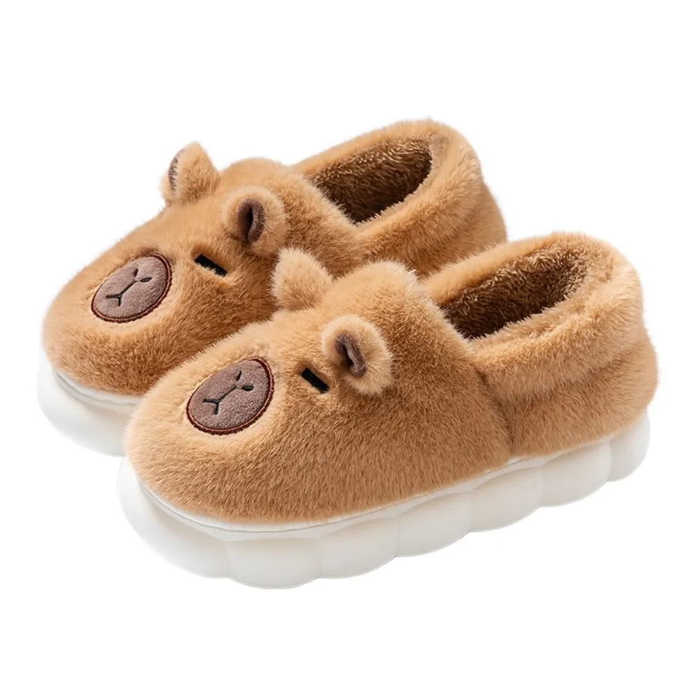 

Fashion Homewear Capybara Slippers Soft Anti-slip Cartoon Furry Slippers Thicken Warm Thick Soled Winter Cotton Shoes Couple