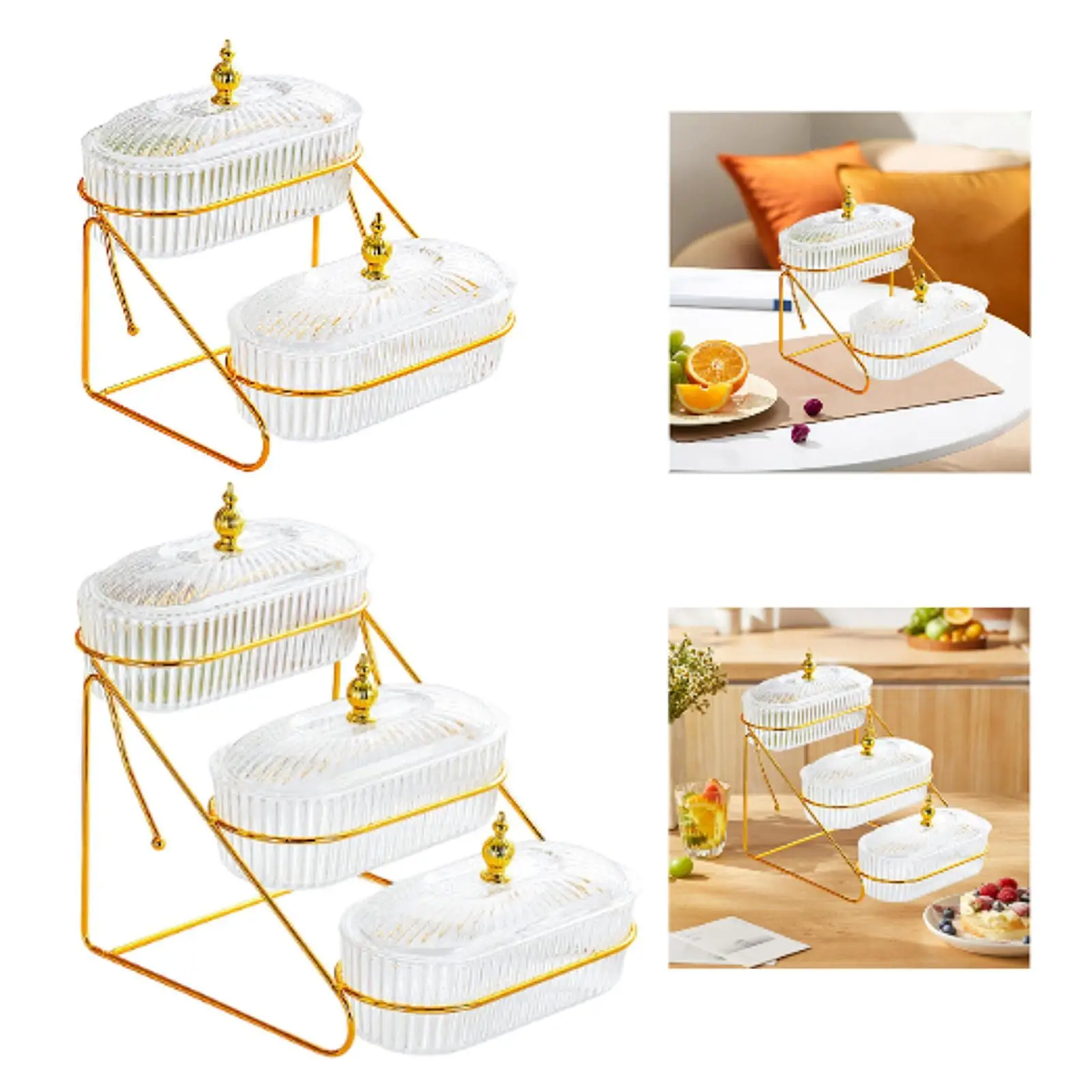 

Multi Tired Fruit Bowl Candy Serving Tray with Storage Rack Versatile Salad