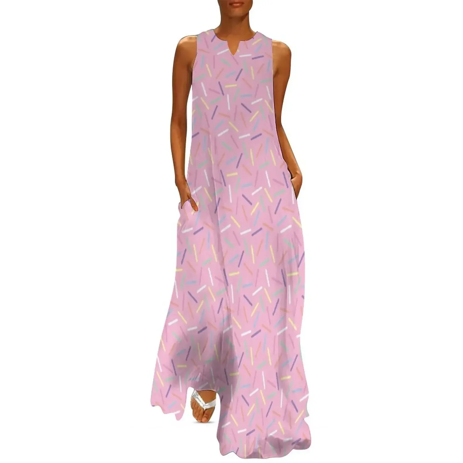 

Pastel Sprinkles Long Dress loose women's dress summer women's suit women dress Women's clothing