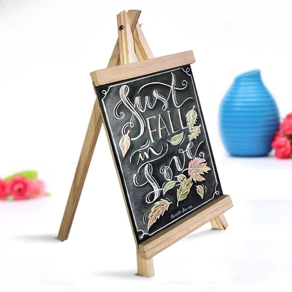 4 Styles Mini Desktop Chalkboard Pine Frame Easel for Memory Drawing, Memu Drawing Bulletin Boards, Menus, Display Boards