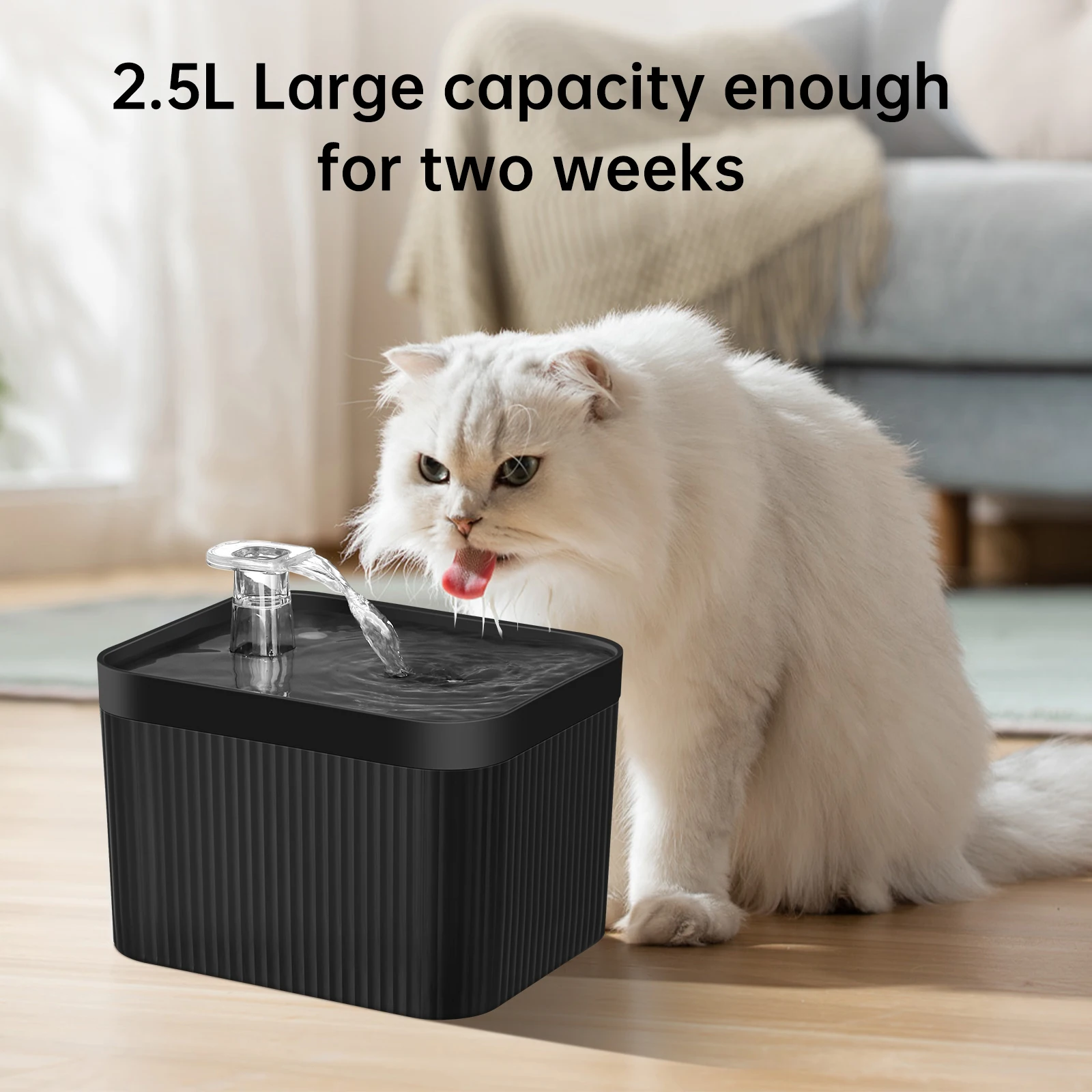 

2.5L Cat Water Fountain Automatic Pet Water Dispenser Drinking Bowl USB Silent Water Pump Circulating Filter for Cats Small Dogs