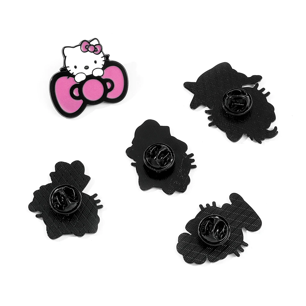 5 Pcs Cartoon Animal Brooch Cute Hello Kitty Enamel Pin Backpack Clothing Hat Jewelry Metal Badge Accessories Gift for Friend