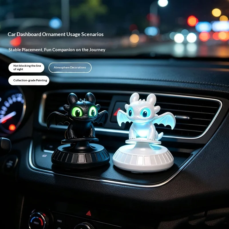 How To Train Your Dragon Light Up Toothless Figure Car Dashboard Decor Desktop Ornament For Auto Interior Home Office Display