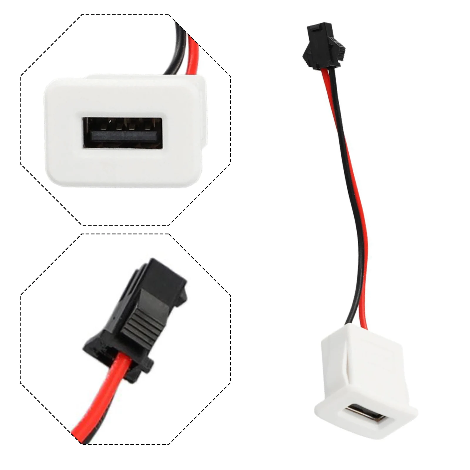 With Cable Terminals USB Power Connector Easy Installation PA Materials Plug-in Installation Stable Connection