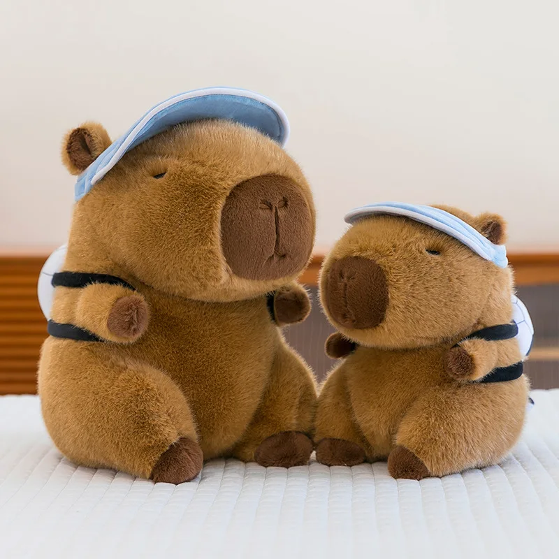 Kawaii Capybara Plush Toy Basketball Sports Backpack Stuffed Doll for Kids Birthday Xmas Gift Cute Girls Soft Cuddly Animal
