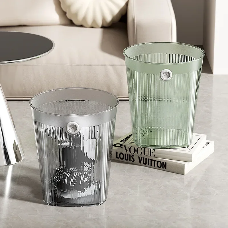 Pressure-free Ring Large Capacity Trash Can Household Kitchen Bedroom Bathroom Transparent High-value Trash Can