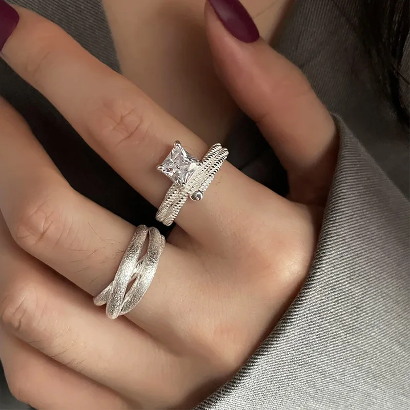 

New Hot Selling 925 Sterling Silver Fashionable Ring, Stacked Handmade Crafts, Suitable For Party Couples