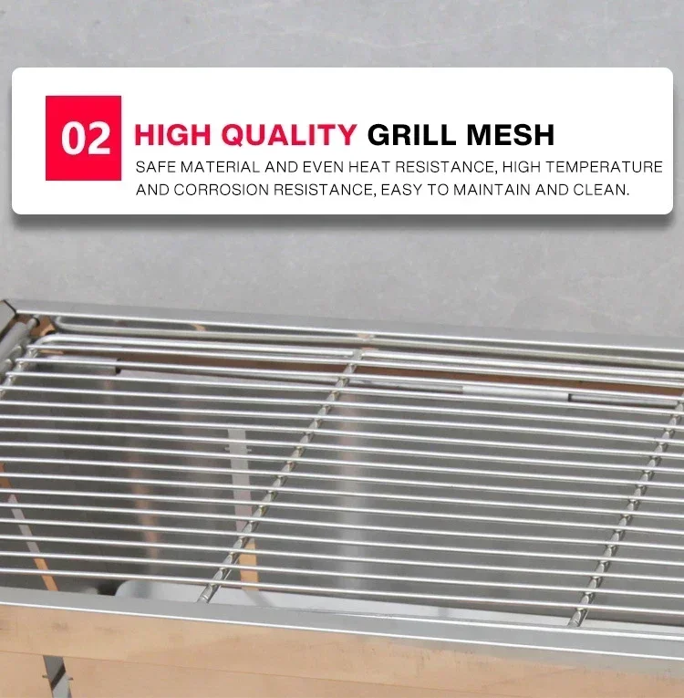 Edelstahl-Grill für Draußen, Faltbarer Holzkohlegrill, Kompakter Klappgrill für den Haushalt, BBQ-Spießgrill – Detail 4