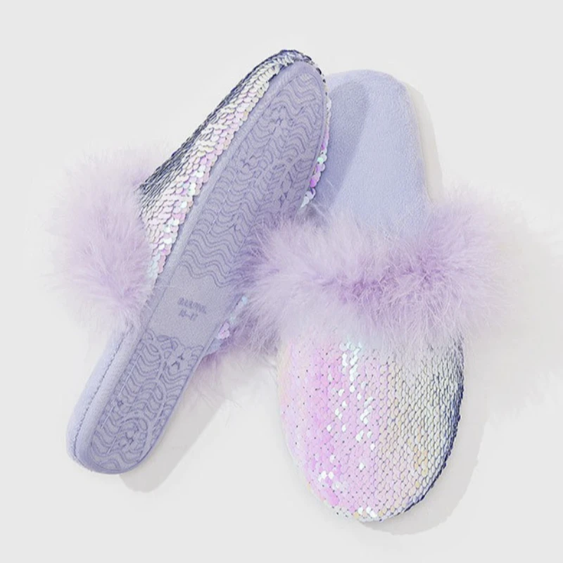 الخريف الشتاء رقيق أفخم شبشب منزل دافئ النساء الترتر تصميم جولة تو نعال من القطن الراحة عدم الانزلاق المرأة المتسكعون