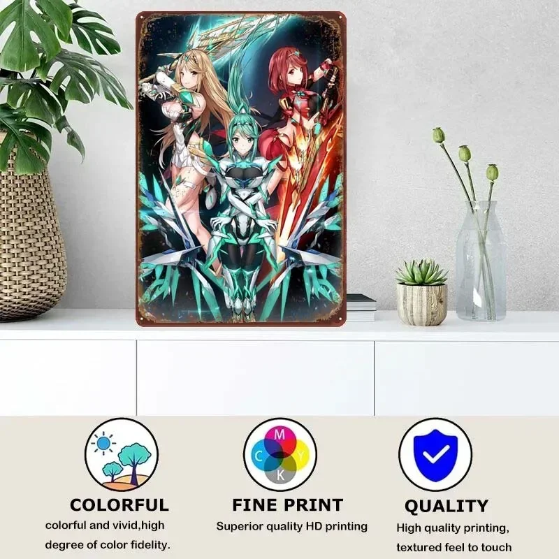 Pyra and Mythra Xenoblade Decoration Wall Decor Custom Metal Signs Poster Retro Tin Sign Decorating for Bar Coffee Bar Garage