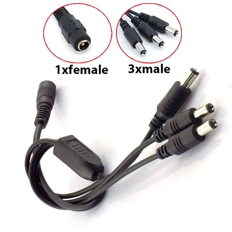 

(1 Female to 3 Male)DC Plug Splitter Cable 2.1*5.5mm Power Split for CCTV Camera Security DVR Accessories Adapter