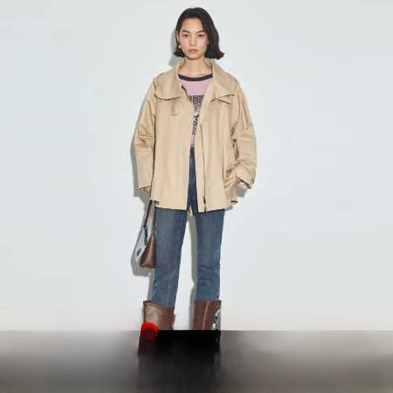 

Съемная шляпа, свободное повседневное женское пальто чистого цвета, новинка 2024, осеннее модное универсальное брендовое женское пальто