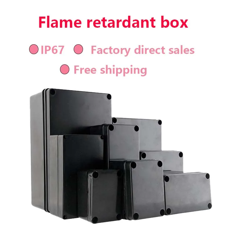 IP67 Waterproof EnclosurBlack waterproof wire junction box power supply outdoor waterproof box abs plastic shel Flame retardant