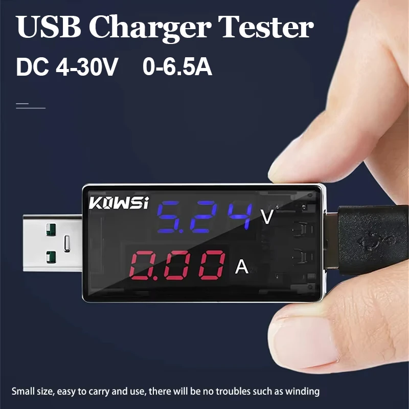 USB Charger Tester DC 4-30V Digital Voltmeter 6.5A Current Voltage Meter Ammeter Mobile Power Detector Battery Capacity Tester