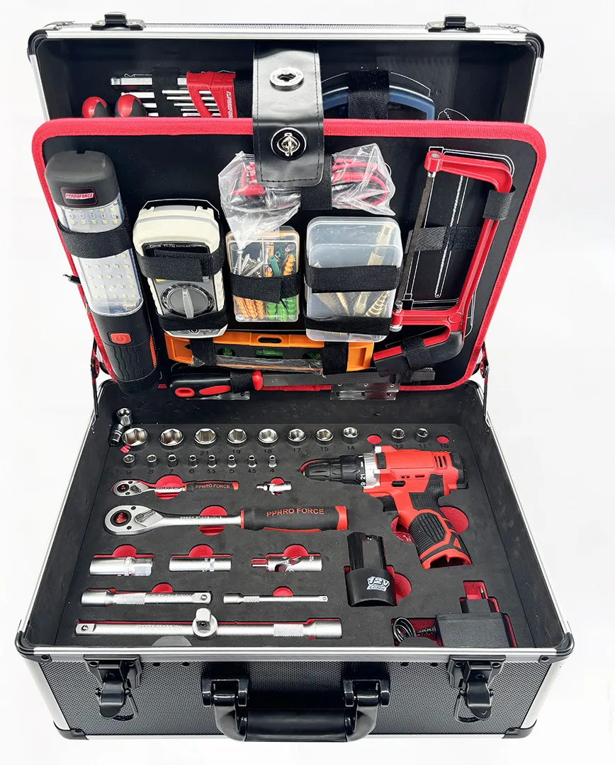 Custom 199 Pcs Multi-Layer Professional Hardware Set Household Gardening Auto Repair Tool Box