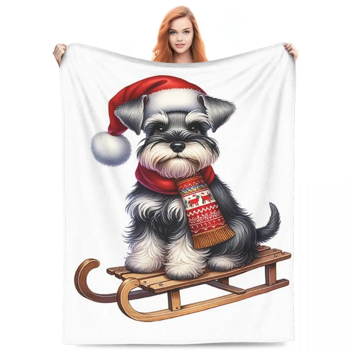 Manta de franela con perro Schnauzer en miniatura, manta multifunción para el hogar, dormitorio, colcha