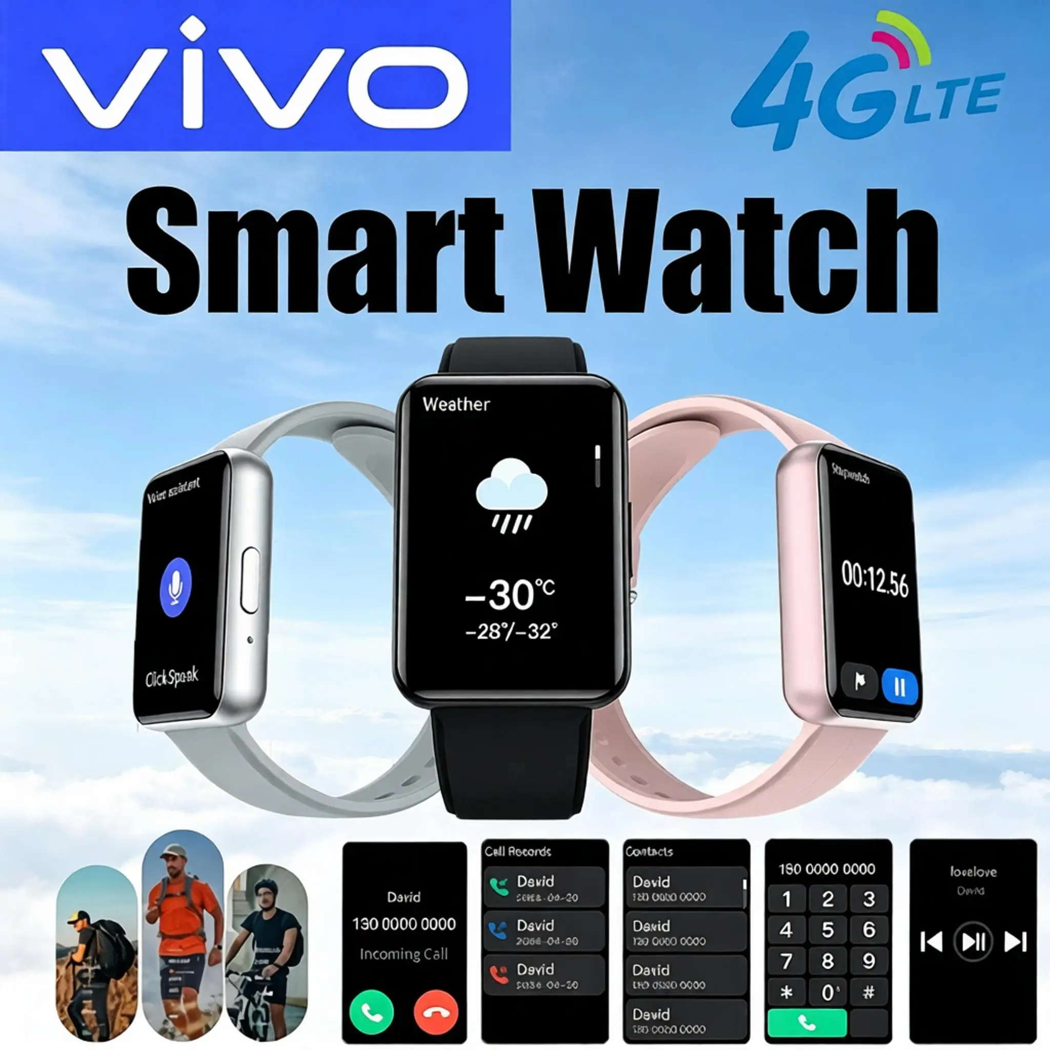 VIVO Mini Smart Watch 4G Call WIFI Camera Watch 2.4inch LED Screen LBS Tracking Waterproof Watch for Apple Android 2026New