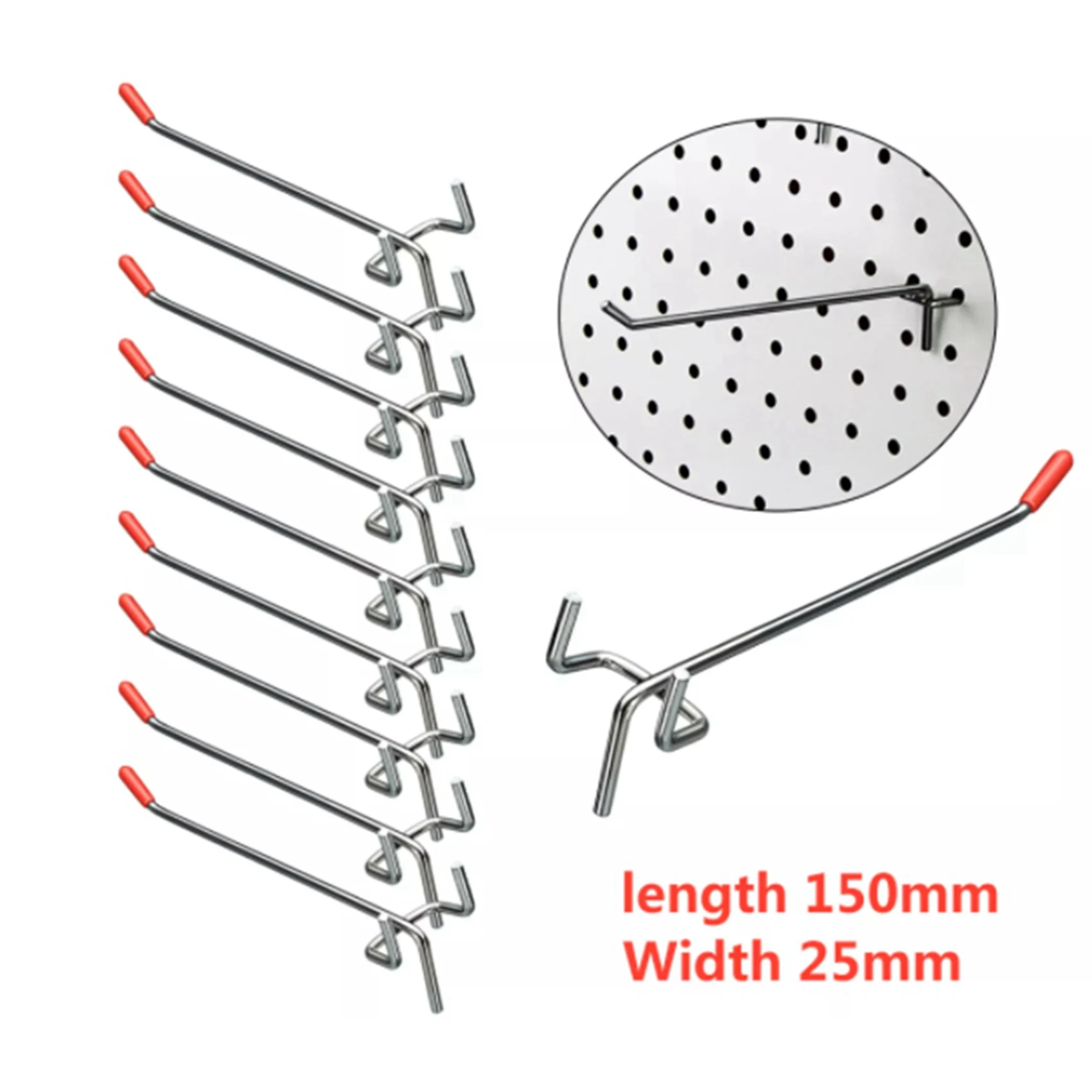 LICE-80Pcs Single Pegboard Hooks 150Mm Board Slat Wall Retail Display Shop Peg Fits 25Mm