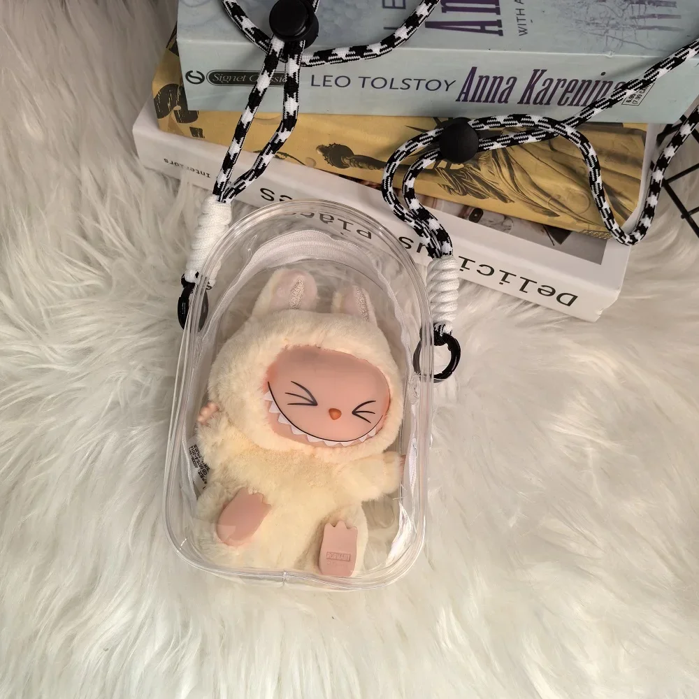 For 17cm Labubu Doll, 20cm Doll Protection and Storage Bag, Transparent PVC Doll Bag with Buckle