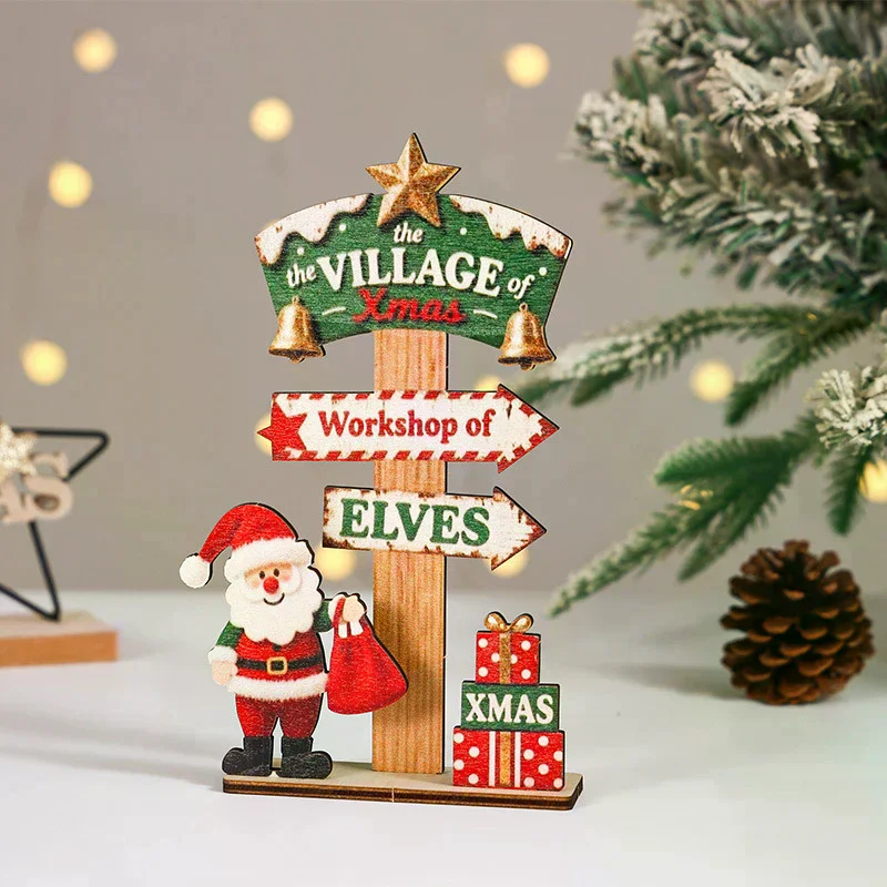 Drewniane ozdoby świąteczne Święty Mikołaj Bałwanek Dekoracje świąteczne do domu Dekoracje na biurko na Nowy Rok Navidad