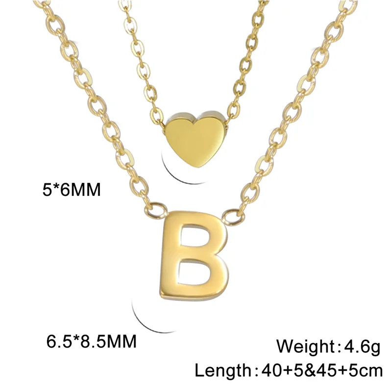 Mode Tiny Herz Initial Halskette Gold Silber Farbe Multilayer Brief Choker Halskette Für Frauen Charme Anhänger Schmuck Geschenk – Detail 17