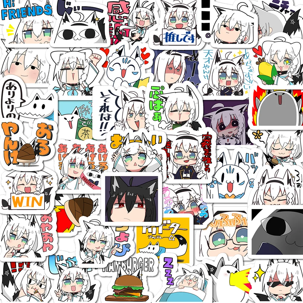 40pcs Cartoon Hololive Shirakami Fubuki Stickers DIY Diary Laptop Phone Luggage Skateboard Graffiti Decals Sticker Gift Toy