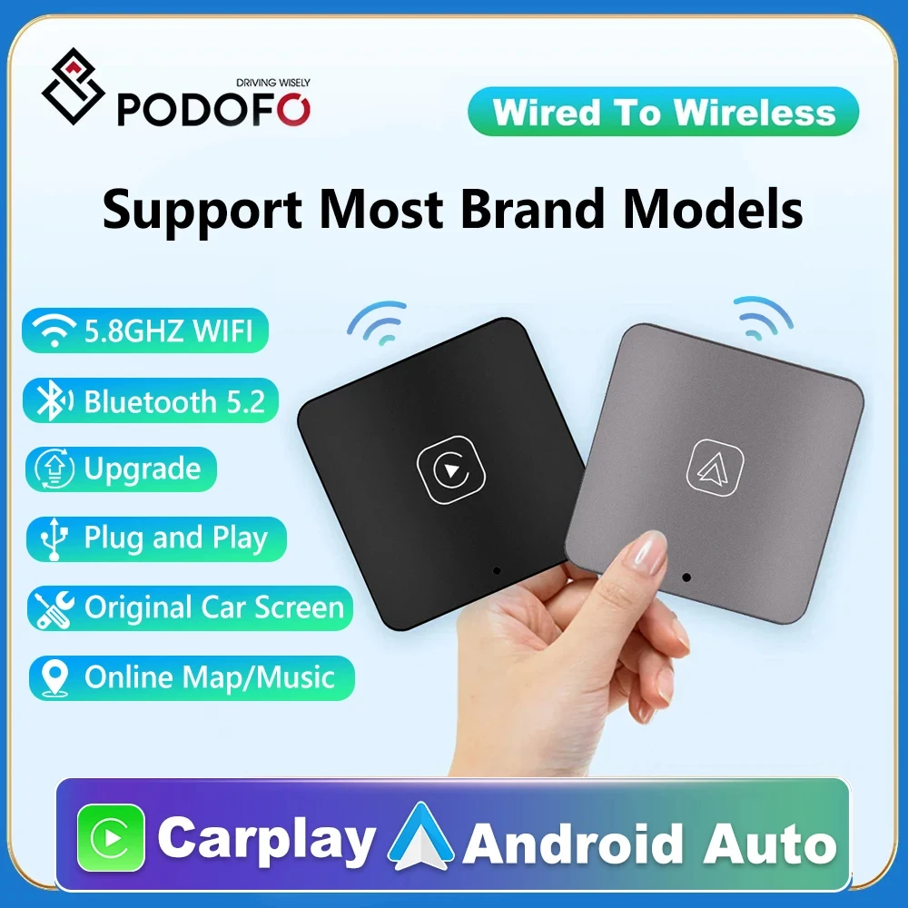 Podofo cablato a Wireless Carplay Ai Box per universale Toyota Mazda Nissan Camry Suzuki Subaru Audi Mercedes Kia Ford Opel