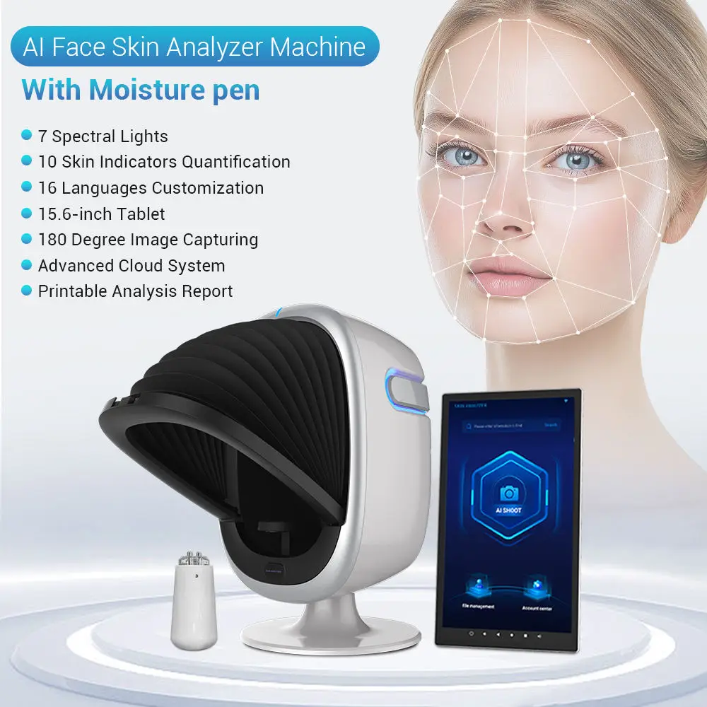 Myoslim O1 ثلاثية الأبعاد AI محلل بشرة الوجه كشف مشكلة الجلد التشخيص 8 الطيف تحليل المهنية معدات صالون تجميل