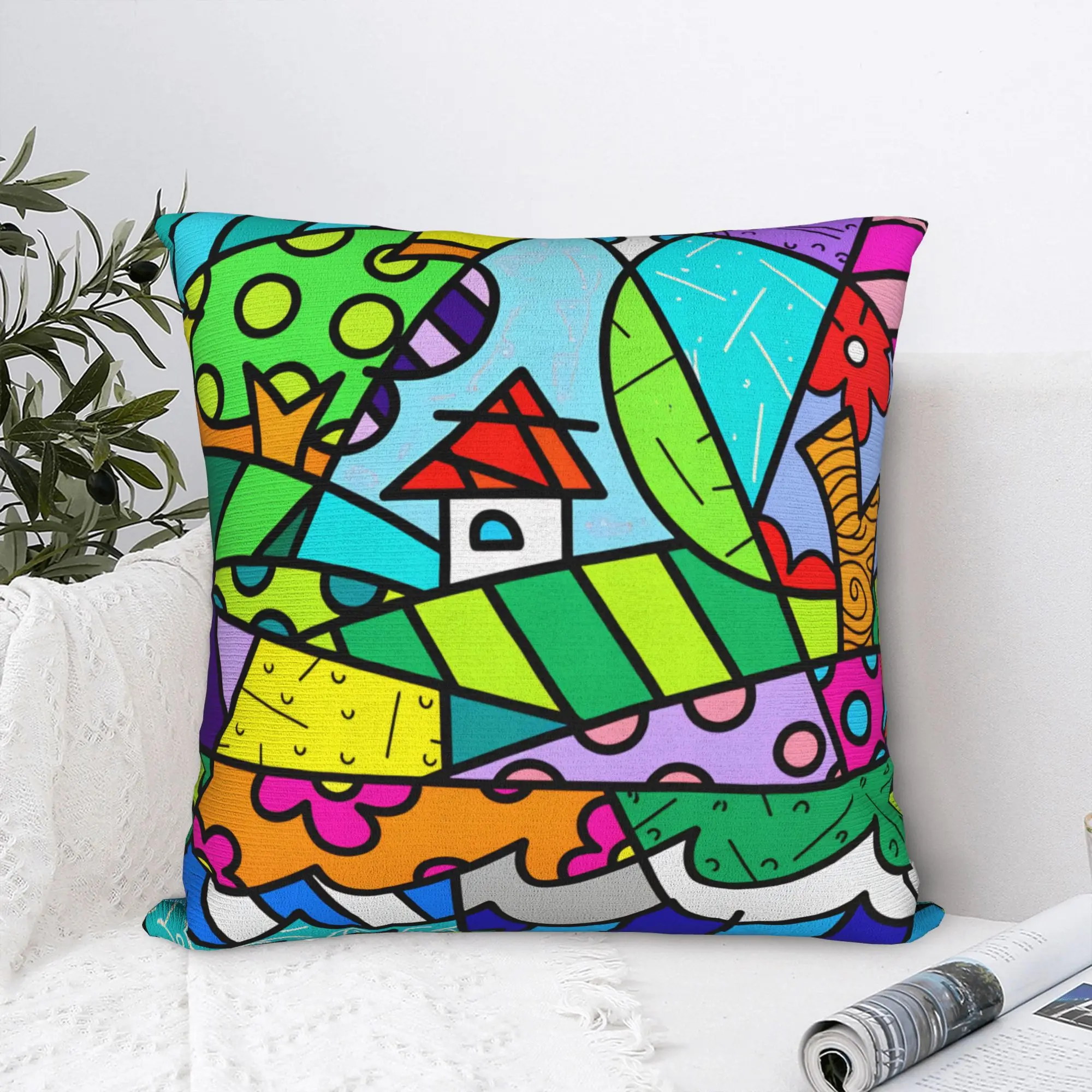 Pillow Cover Britto Abstract Art Movement Anime   Funny Pillow Case For Living Room Chair Pillowcases