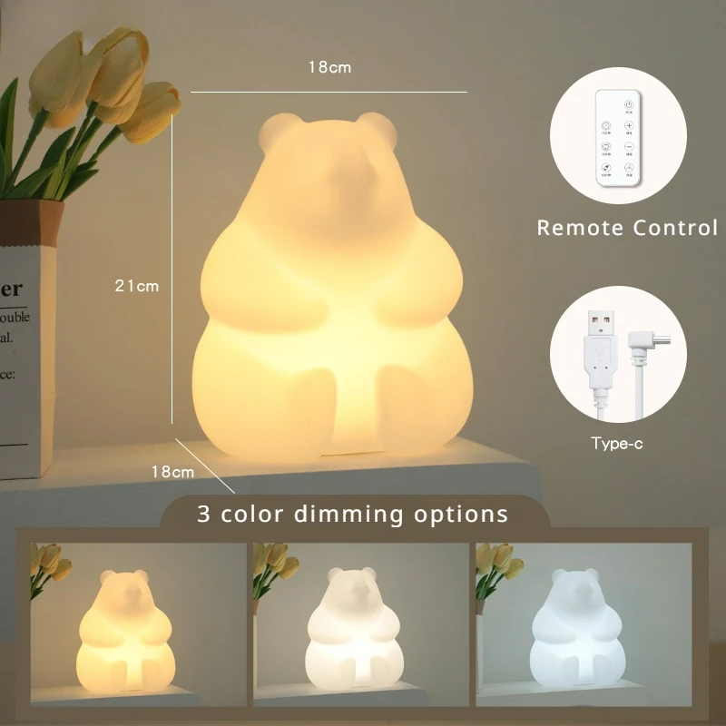 Imagem -05 - Bear Mood Light Lâmpada da Noite Luzes de Cabeceira Led Table Light Sala de Estar Floor Light Presente das Crianças Bonito Crianças