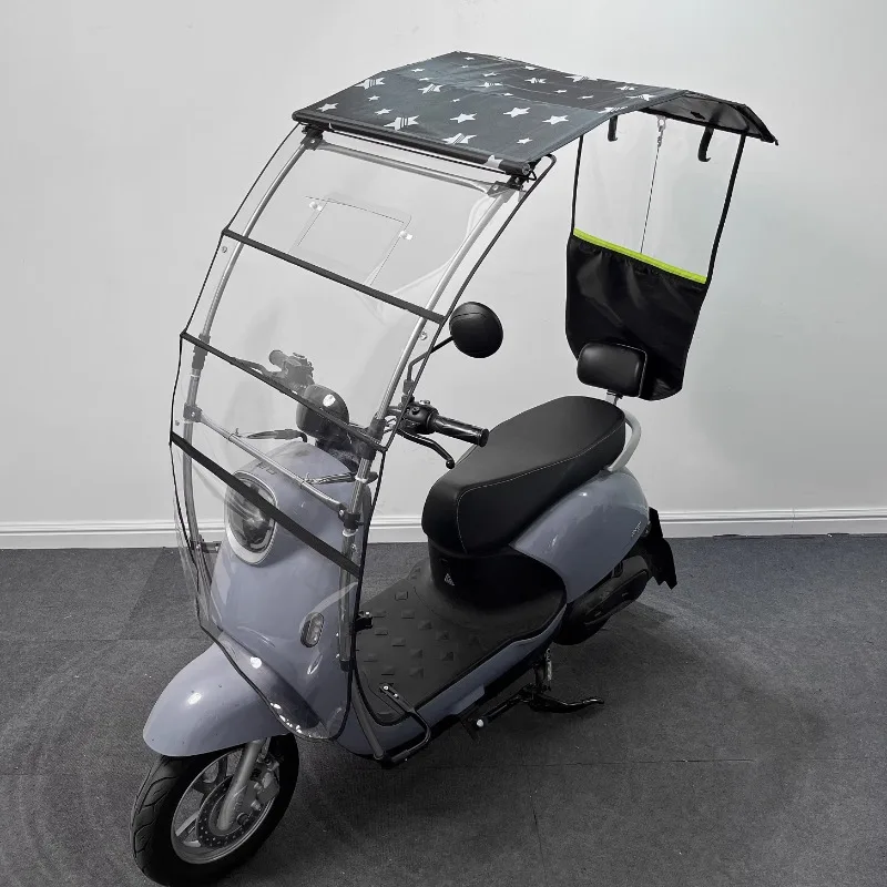 Electric Vehicle Canopy Motorcycle Sun Rain and Windshield Cover Sun Umbrella Removable Safety Umbrella