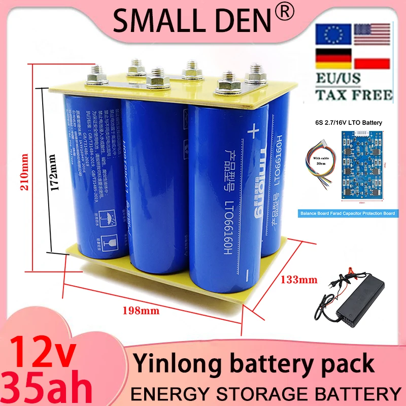 

12V 35Ah LTO battery pack Silver Dragon 66160 10C discharge DIY car start audio battery Motorcycle boat with 6S balance board