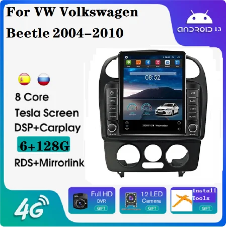 

Tesla Android13 8 + 128G автомобильная стереосистема для VW Volkswagen Beetle 2004-2010 сплит-экран GPS BT Стерео carplay авторадио автомобильное радио gps