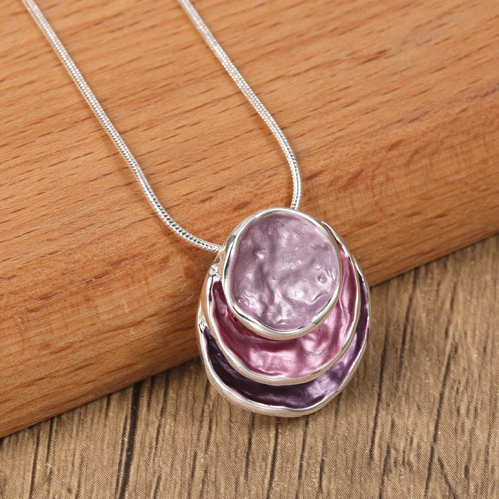 Cring Coco Thin Coating Pendant Necklace Round Three Layer Color Zinc Alloy Necklace Mother\'s Day Popular Jewelry for Women 2024
