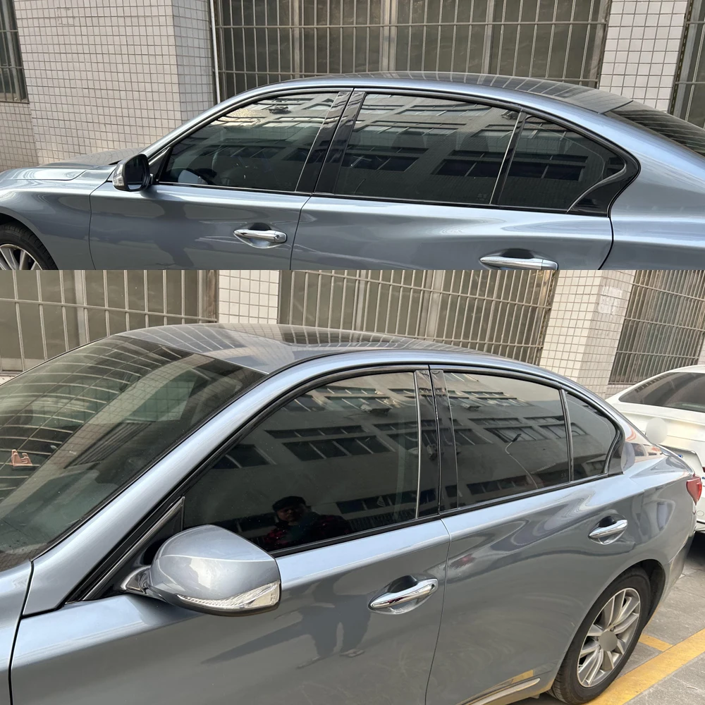 

Наклейки для удаления хромированных элементов на окнах Infiniti Q50 2013-2023, глянцевые черные наклейки для стойки ABC.