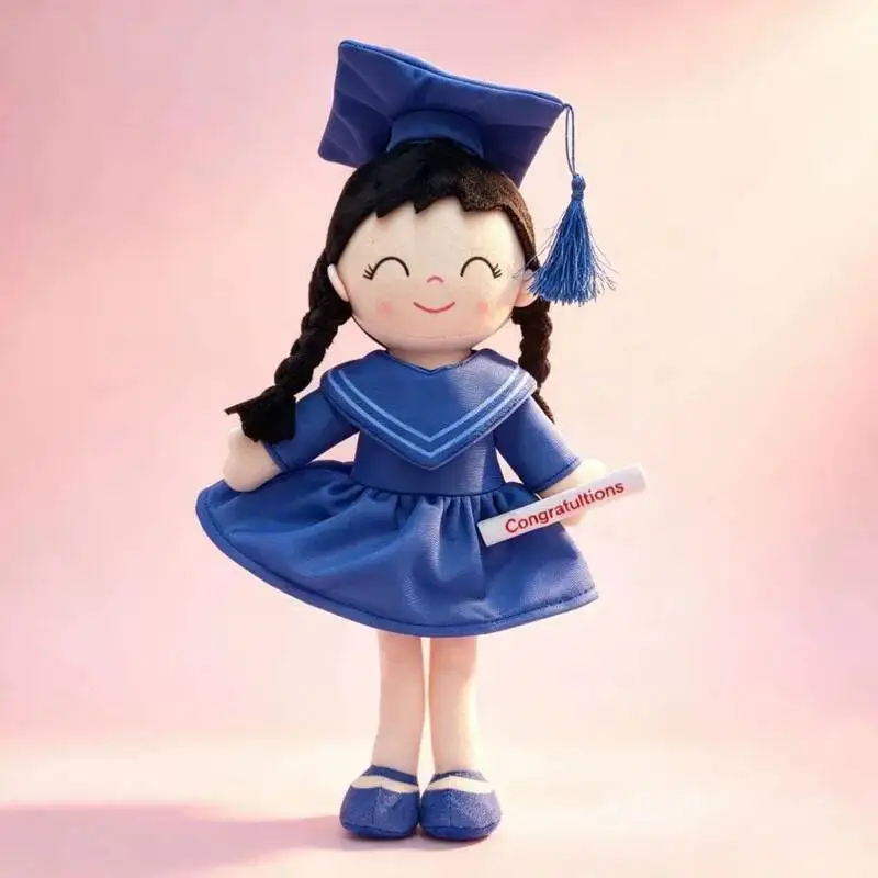 Graduation Plush Doll Cute Graduate Girl Stuffed Toy with Cap Diploma Congratulations Gift for Kids Students Keepsake