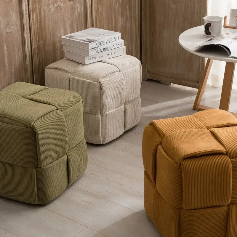 Home Chair Internet Celebrity Small Stool Home Coffee Table Stool Creative Woven Fabric Low Changing Shoe Foot