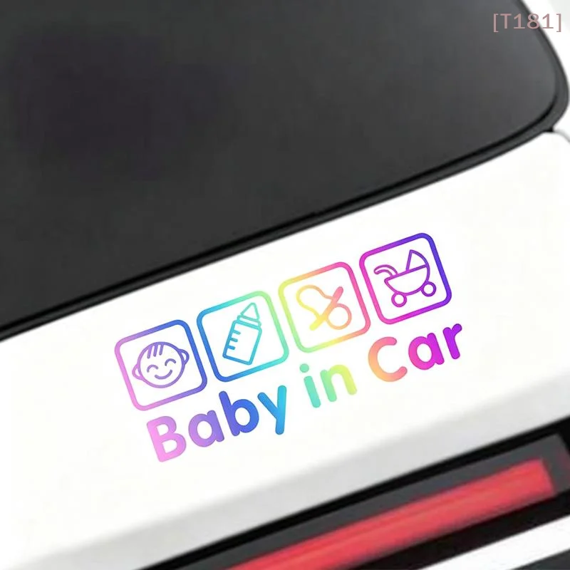 Waterproof Baby In Car Decal With Cute Cartoon Icons And Easy Install Perfect For Car Rear Window Safety Reminder
