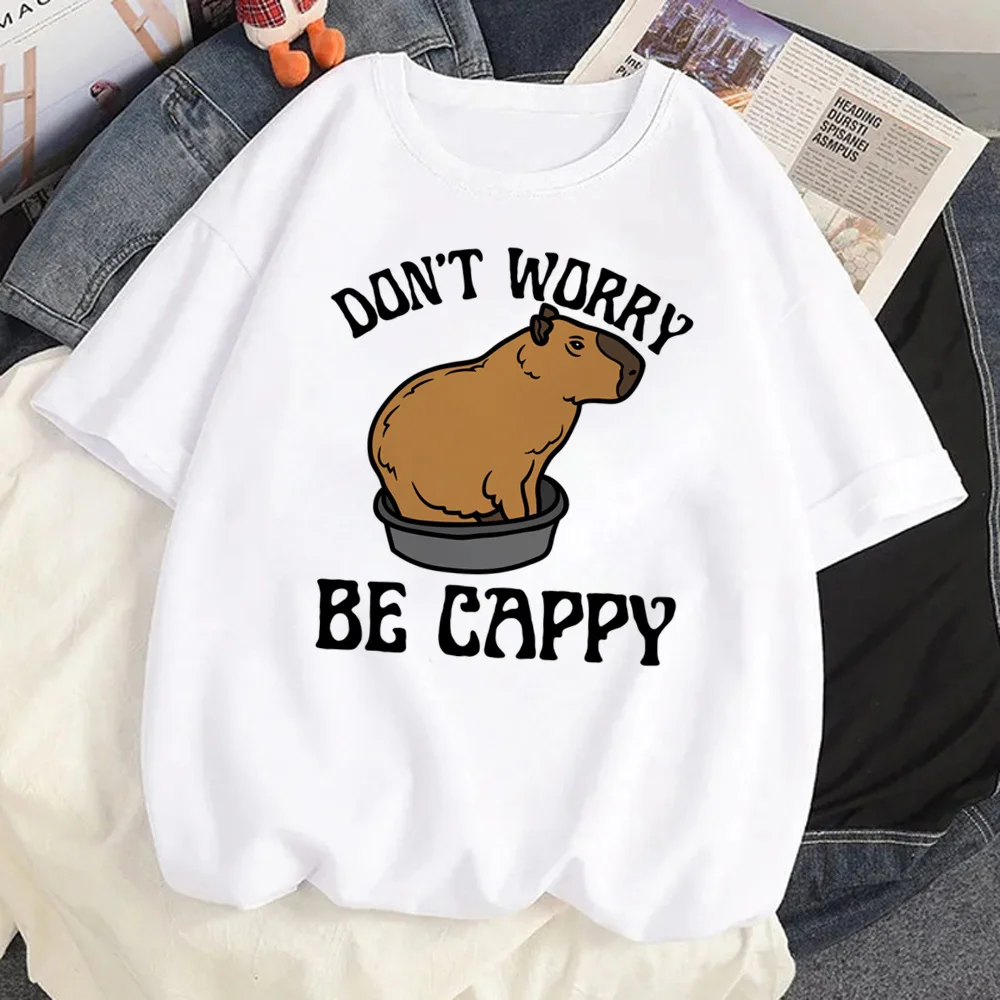 

Capibara Cute Graphic Print Summer Luxury Brand Cotton Men's and Women's T-shirt Short Sleeve Street Fashion Trend Clothing