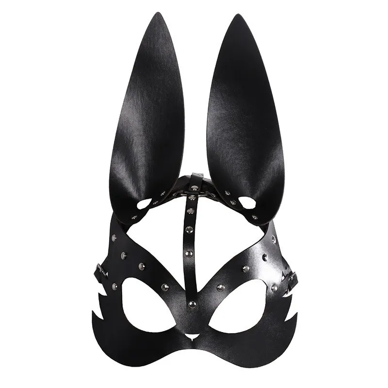 Sexy Bunny Maids Rabbit Ears Mask Headband Cosplay Punk Leather Rabbit Ear DJ Night Club Bar Headwear Party Costum Props