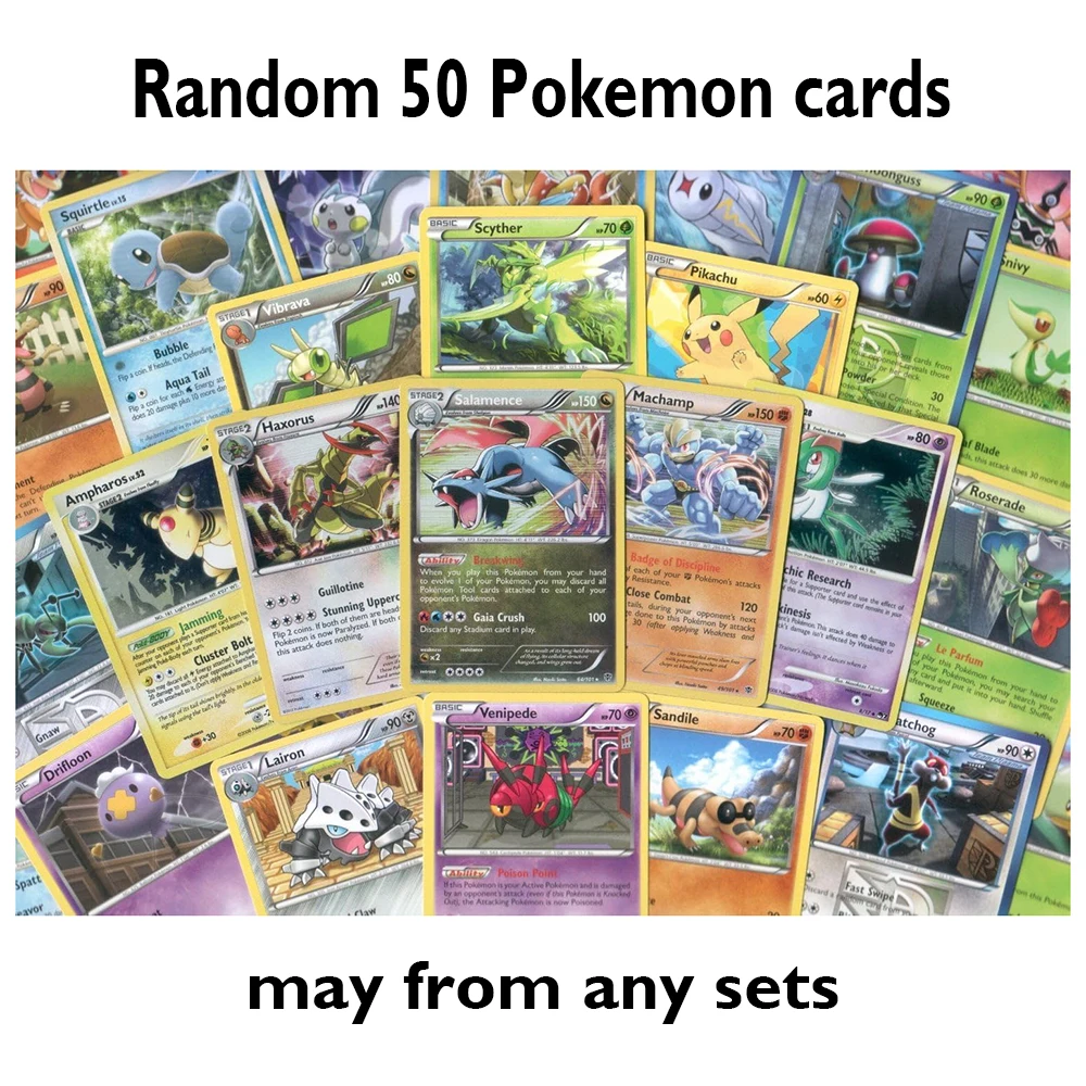 

Pokemon TCG: Random Cards from Every Series, 50 Cards in Each Lot Any Combination and at Least 1 Rarity Proxy Cards