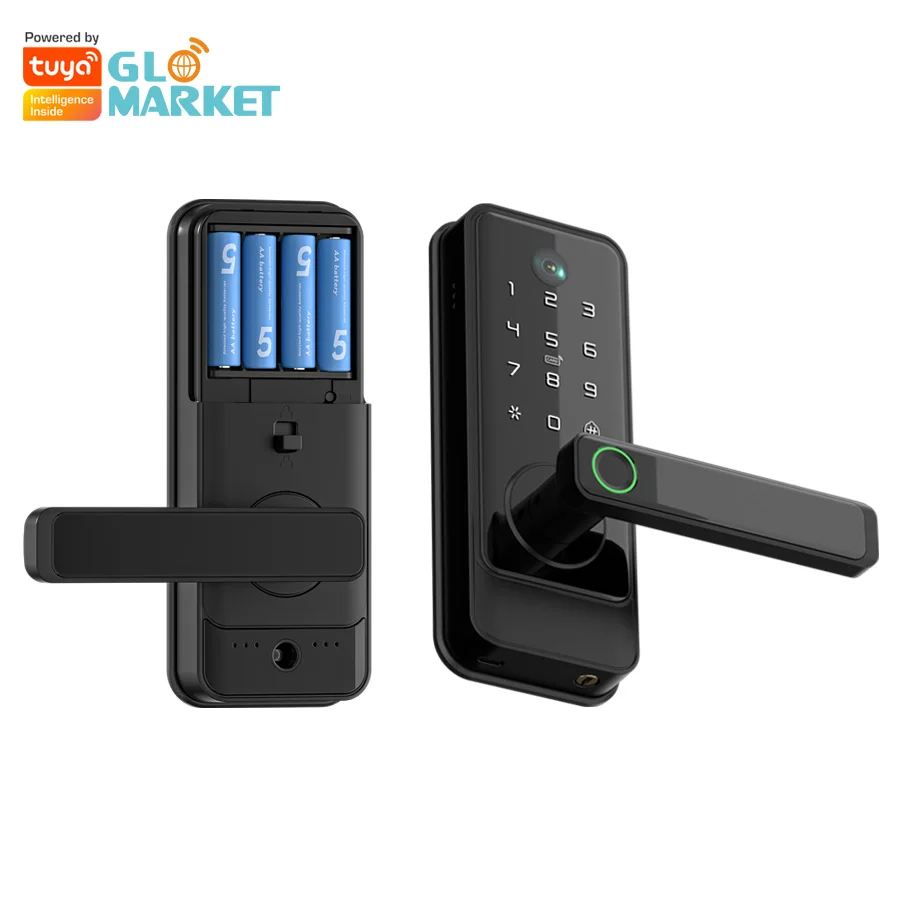 Glomarket Tuya Wifi Keyless Deadbolt Lock Serraduras Electric Handle Front Door Lock With Keypad Smart Fingerprint Digital Lock