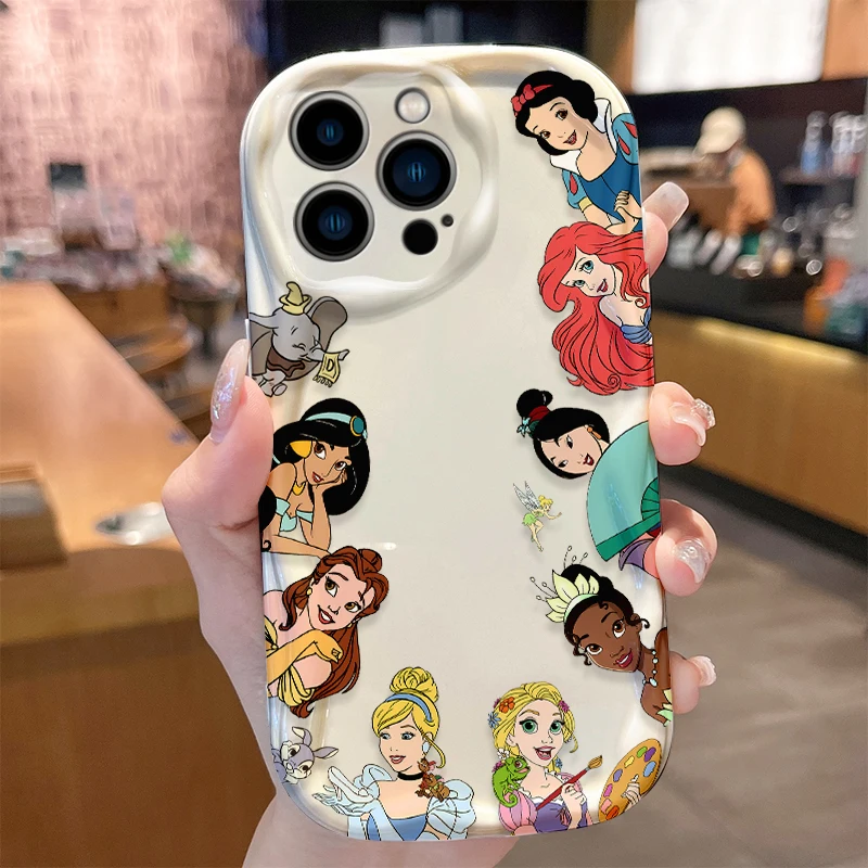 Disney Mickey Snow White Wave Case for iPhone 16 15 14 Pro Max 13 12 Mini 11 XS X XR 8 7 Plus SE 2022 2020 Soft Back Cover Funda